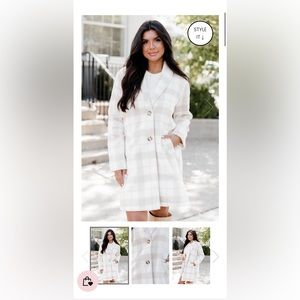 Beige Plaid Coat Pink Lily